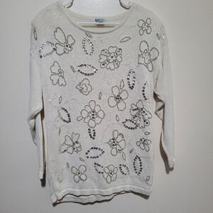 All Points Embellished‎ Cream Sweater